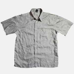 Vintage Claudio Nucci Plaid Grid Short‎ Sleeve Button Up Shirt L Normcore Y2K